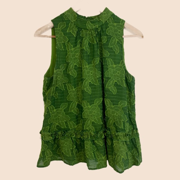 Maeve Tops - Maeve Savannah Sleeveless Mock Neck Swing Blouse Size 6 Green Floral